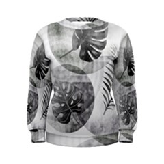 Vintage Retro Boho Background Leaves Botanical Women s Sweatshirt