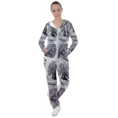 Vintage Retro Boho Background Leaves Botanical Women s Tracksuit