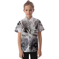 Vintage Retro Boho Background Leaves Botanical Kids  Short Sleeve Shirt