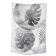 Vintage Retro Boho Background Leaves Botanical Large Tapestry