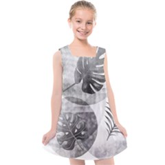 Vintage Retro Boho Background Leaves Botanical Kids  Cross Back Dress