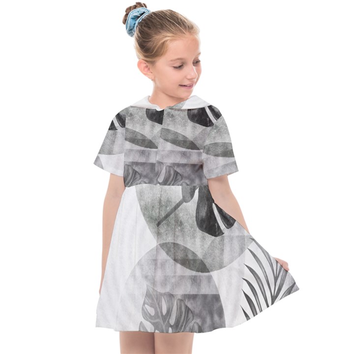 Vintage Retro Boho Background Leaves Botanical Kids  Sailor Dress