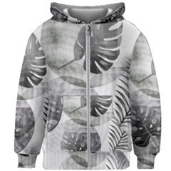 Vintage Retro Boho Background Leaves Botanical Kids  Zipper Hoodie Without Drawstring