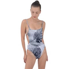 Vintage Retro Boho Background Leaves Botanical Tie Strap One Piece Swimsuit