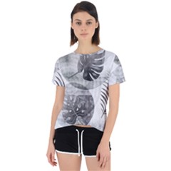 Vintage Retro Boho Background Leaves Botanical Open Back Sport T-shirt