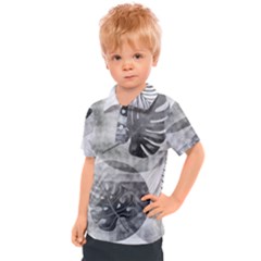 Vintage Retro Boho Background Leaves Botanical Kids  Polo T-shirt