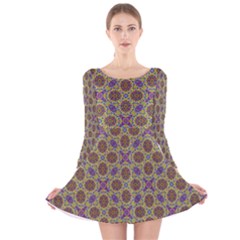 Art Illustrations Background Pattern Mandala Seamless Long Sleeve Velvet Skater Dress