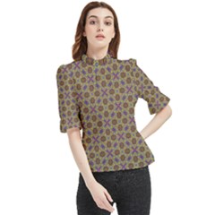 Art Illustrations Background Pattern Mandala Seamless Frill Neck Blouse