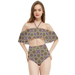 Art Illustrations Background Pattern Mandala Seamless Halter Flowy Bikini Set 