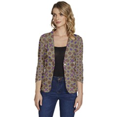 Art Illustrations Background Pattern Mandala Seamless Women s One-button 3/4 Sleeve Short Jacket