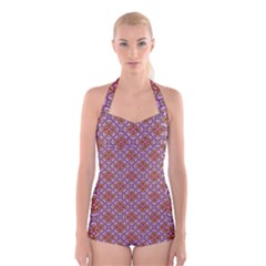 Pattern Mandala Seamless Boyleg Halter Swimsuit 