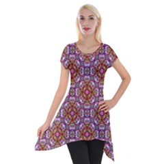 Pattern Mandala Seamless Short Sleeve Side Drop Tunic