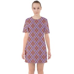 Pattern Mandala Seamless Sixties Short Sleeve Mini Dress