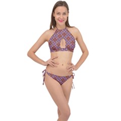 Pattern Mandala Seamless Cross Front Halter Bikini Set