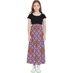 Pattern Mandala Seamless Kids  Flared Maxi Skirt