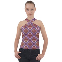 Pattern Mandala Seamless Cross Neck Velour Top