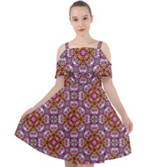 Pattern Mandala Seamless Cut Out Shoulders Chiffon Dress