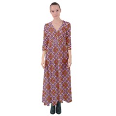 Pattern Mandala Seamless Button Up Maxi Dress