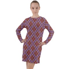 Pattern Mandala Seamless Long Sleeve Hoodie Dress