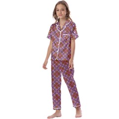 Pattern Mandala Seamless Kids  Satin Short Sleeve Pajamas Set