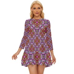 Pattern Mandala Seamless Long Sleeve Babydoll Dress