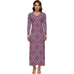 Pattern Mandala Seamless Long Sleeve Longline Maxi Dress