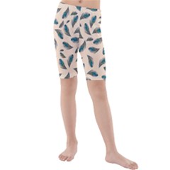 Background Palm Leaves Pattern Kids  Mid Length Swim Shorts