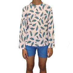 Background Palm Leaves Pattern Kids  Long Sleeve Swimwear