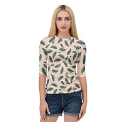 Background Palm Leaves Pattern Quarter Sleeve Raglan T-shirt