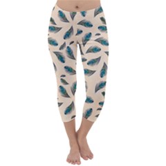 Background Palm Leaves Pattern Capri Winter Leggings 