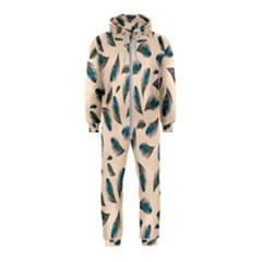 Background Palm Leaves Pattern Hooded Jumpsuit (kids)