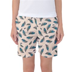 Background Palm Leaves Pattern Women s Basketball Shorts