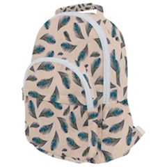 Background Palm Leaves Pattern Rounded Multi Pocket Backpack