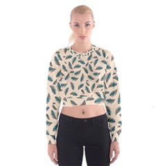 Background Palm Leaves Pattern Cropped Sweatshirt