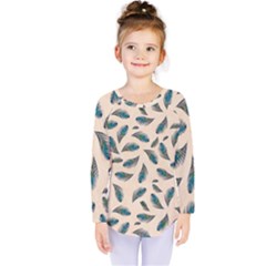 Background Palm Leaves Pattern Kids  Long Sleeve T-shirt