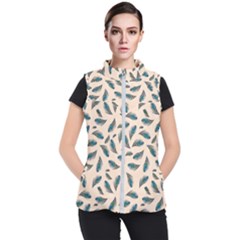 Background Palm Leaves Pattern Women s Puffer Vest