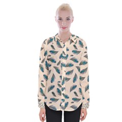 Background Palm Leaves Pattern Womens Long Sleeve Shirt