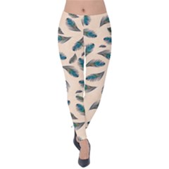 Background Palm Leaves Pattern Velvet Leggings by Maspions