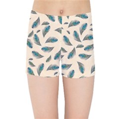 Background Palm Leaves Pattern Kids  Sports Shorts by Maspions