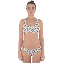 Background Palm Leaves Pattern Cross Back Hipster Bikini Set