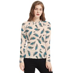 Background Palm Leaves Pattern Women s Long Sleeve Rash Guard