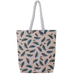 Background Palm Leaves Pattern Full Print Rope Handle Tote (small)