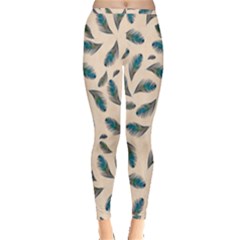 Background Palm Leaves Pattern Inside Out Leggings by Maspions