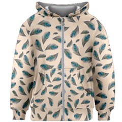 Background Palm Leaves Pattern Kids  Zipper Hoodie Without Drawstring