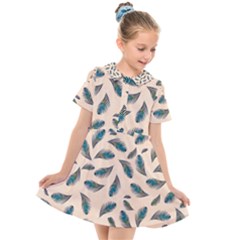 Background Palm Leaves Pattern Kids  Short Sleeve Shirt Dress