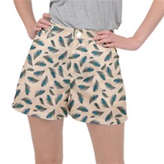 Background Palm Leaves Pattern Women s Ripstop Shorts