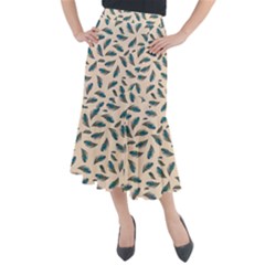 Background Palm Leaves Pattern Midi Mermaid Skirt