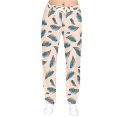 Background Palm Leaves Pattern Women Velvet Drawstring Pants