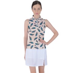 Background Palm Leaves Pattern Women s Sleeveless Polo T-shirt by Maspions