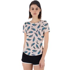 Background Palm Leaves Pattern Back Cut Out Sport T-shirt